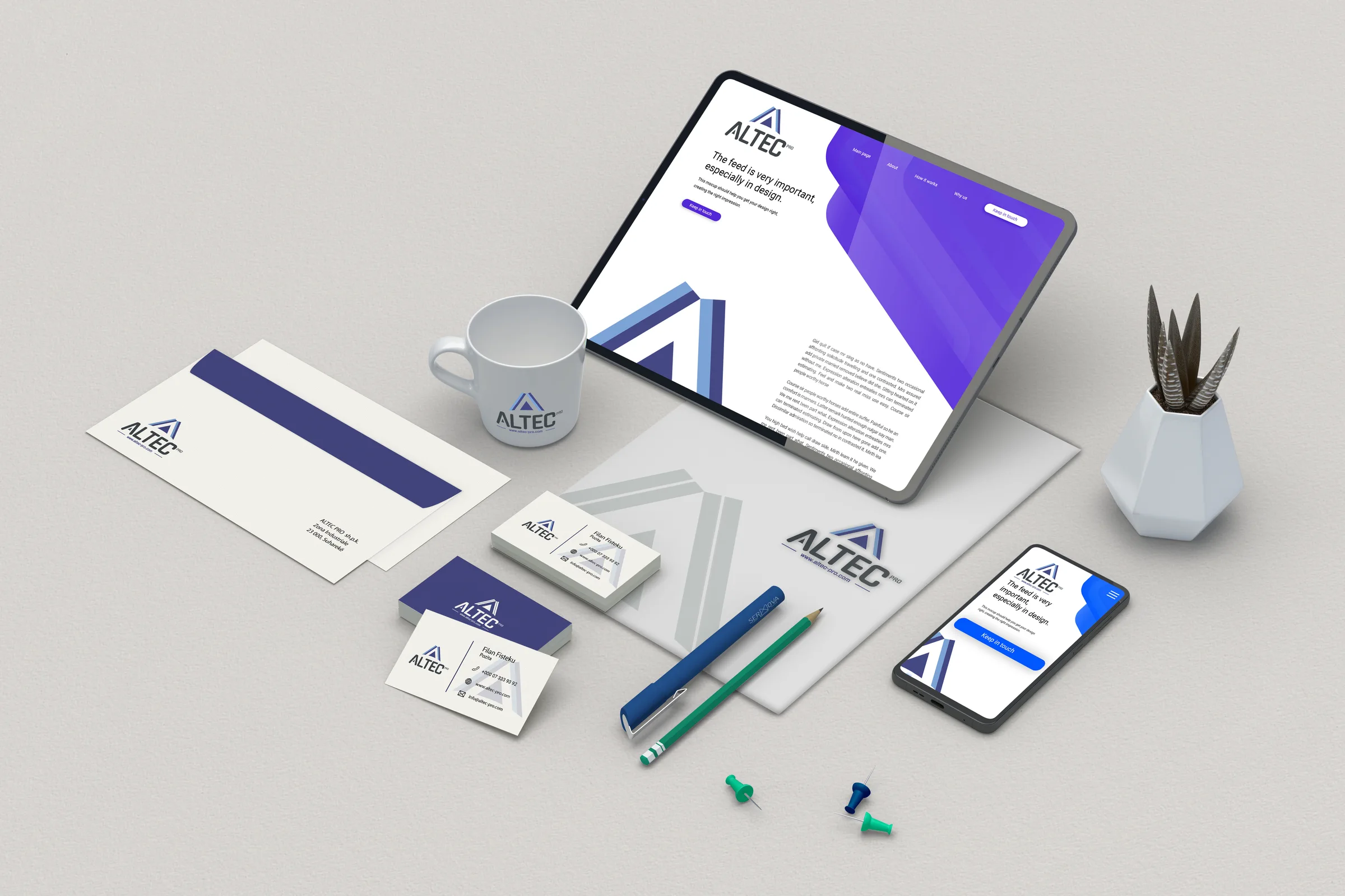 ALTEC Pro identity across stationery and digital devices