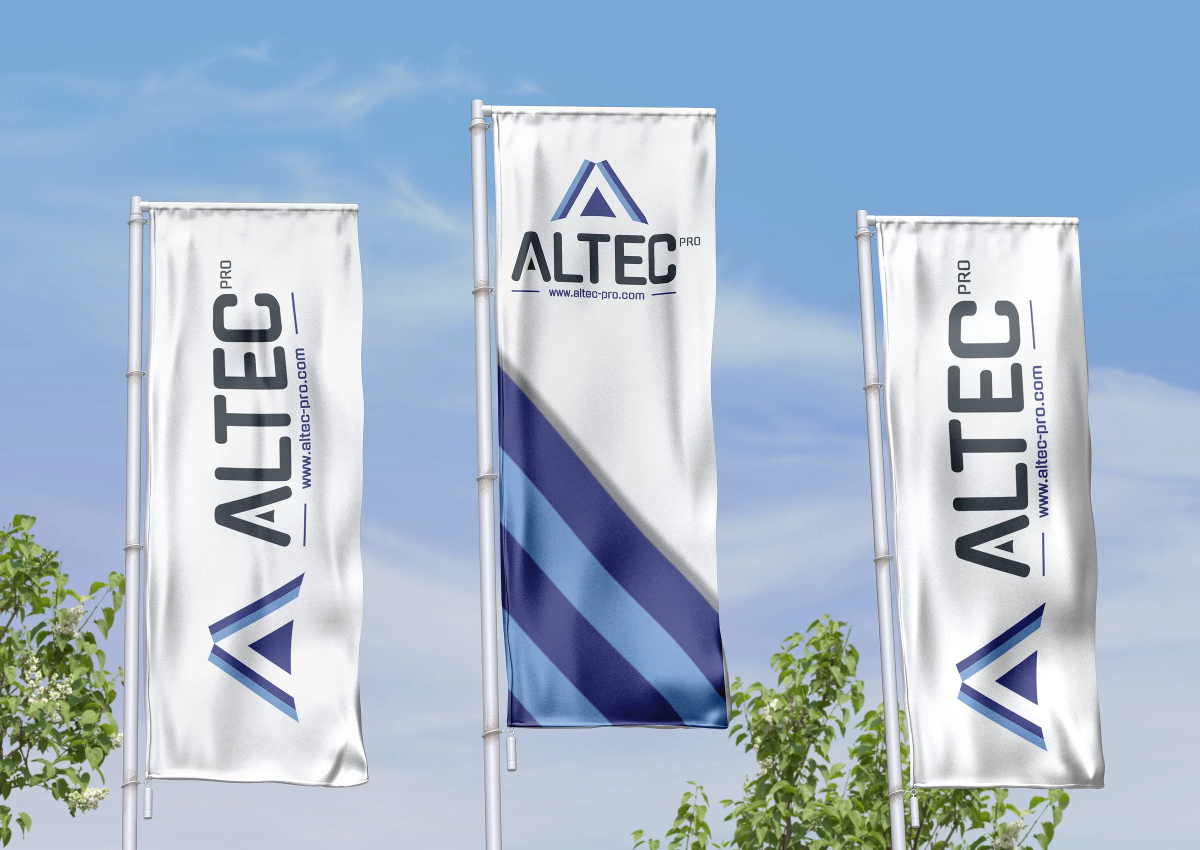 ALTEC Pro identity applied to outdoor flags
