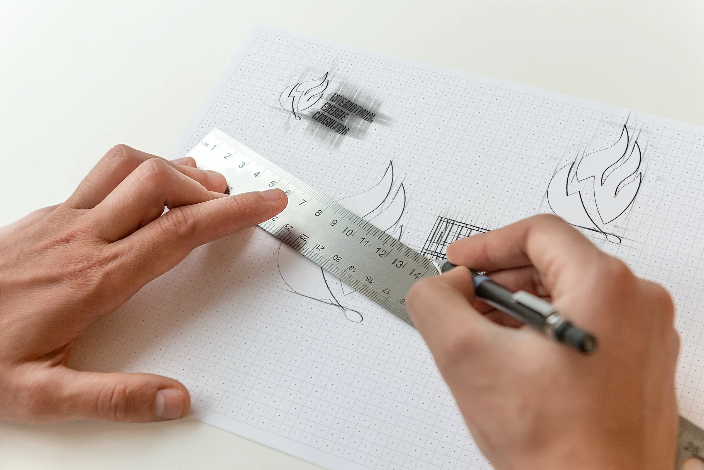 Identity construction sketch with ruler and pencil